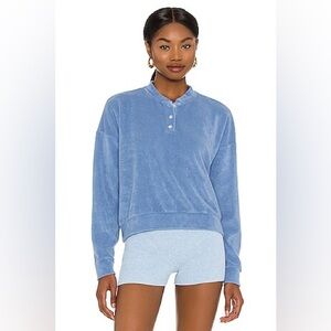 DONNI Terry Henley Sweatshirt Denim Blue Size L